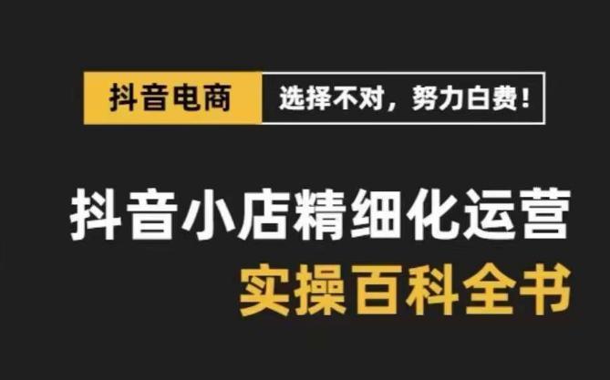 【抖音小店运营实战课程】选品+运营（28节课）-江湖学苑副业项目网江湖学苑